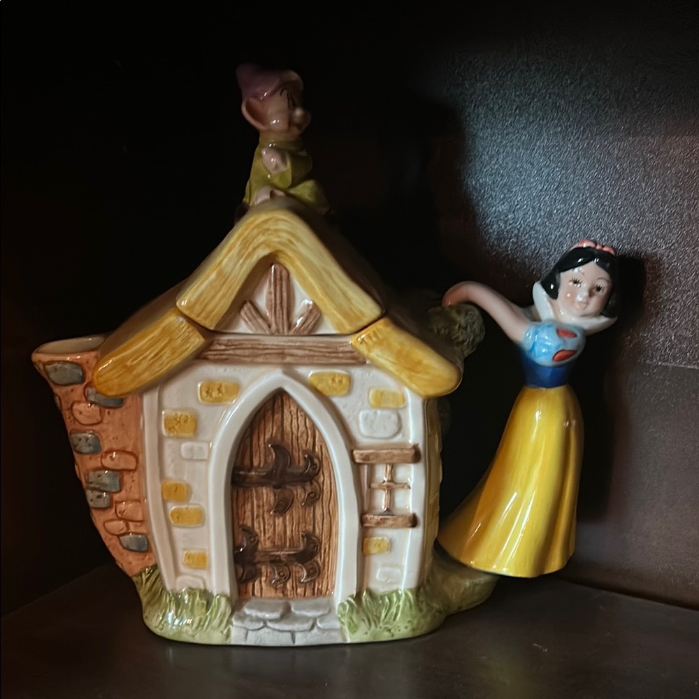 Disney Snow White Cottage Teapot - Yellow, Blue, Brown